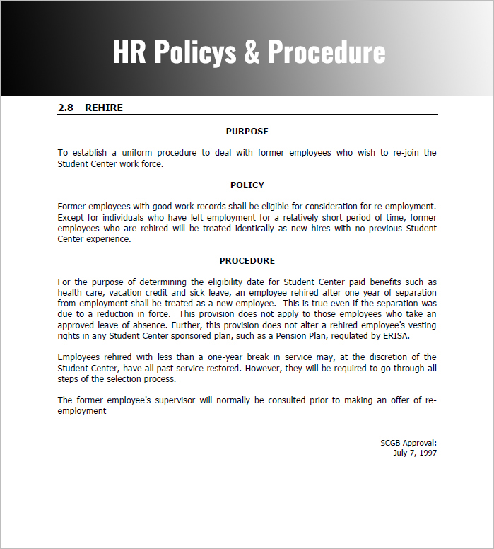construction policy and procedure template